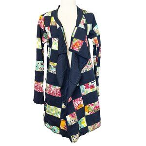NEW Johnny Was BIYA Verano Applique Cardigan Women’s S Blue Multicolor Patchwork